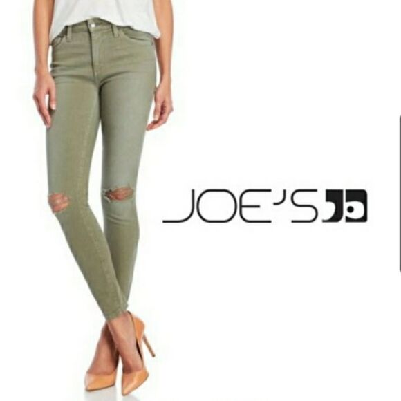 Joe's Jeans Military Green Knee Holes Skinny Ankle - Picture 10 of 10